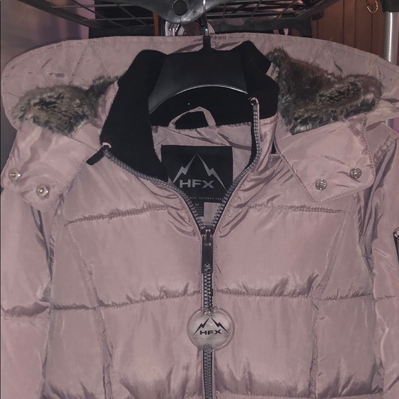 NWT Women’s HFX Faux Fur Lilac Puffer Coat - - Picture 4 of 16